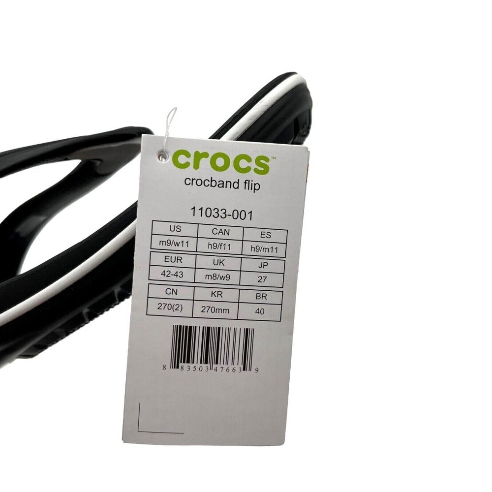 Crocs Men's Flip‎ Flop Sandal Size 9 Black Water Friendly Lightweight & Comfy - Picture 12 of 16